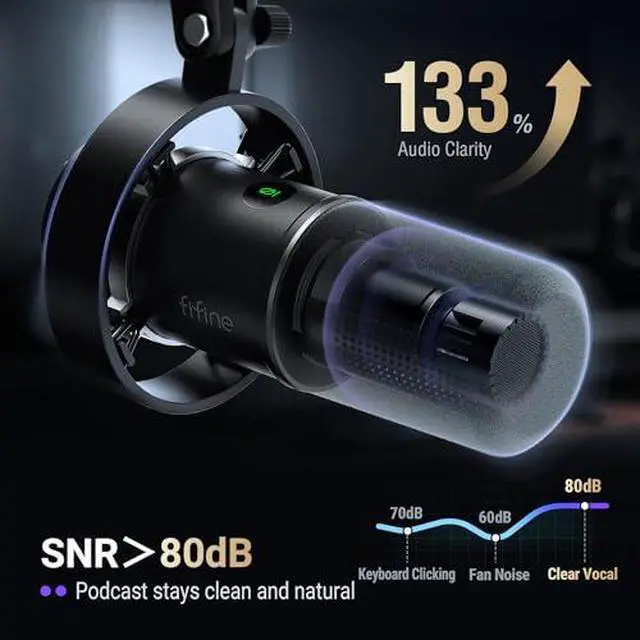 Alt view image 2 of 7 - Podcast Microphone Set with Wired Headset, USB Dynamic Mic for PC with Gain Knob,Headphone Jack,7.1 Surrouond Sound Headset for PS5, Podcast, Gaming(K688+H13BP)