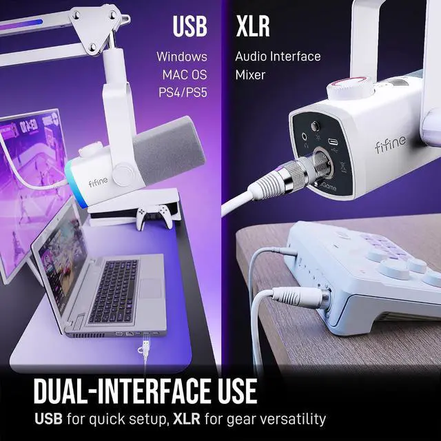 Alt view image 3 of 7 - AM8PROTW Streaming Microphone Kit for Gaming, XLR/USB Dynamic Mic