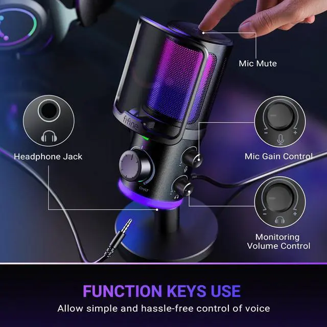 Alt view image 6 of 7 - AM6 USB Gaming Microphone, Condenser Mic with ChatMix Dial