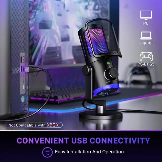 Alt view image 7 of 7 - AM6 USB Gaming Microphone, Condenser Mic with ChatMix Dial