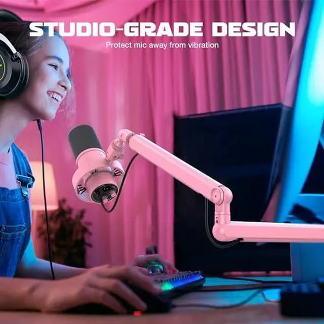 Alt view image 7 of 7 - Streaming Microphone with Audio Mixer and Low Profile Arm Stand Kit, Podcast Mic with Metal Boom Arm, Audio Mixer with 48V Phantom Power for Gaming Studio-K688P+BM88P+SC8P