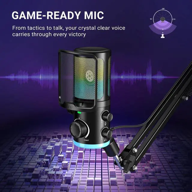 Alt view image 4 of 7 - AM6T Gaming USB Condenser Mic for PC