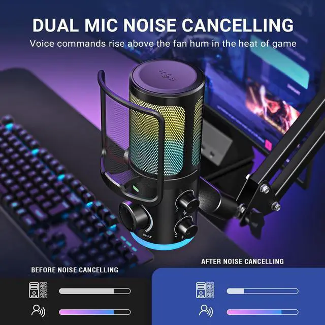 Alt view image 7 of 7 - AM6T Gaming USB Condenser Mic for PC