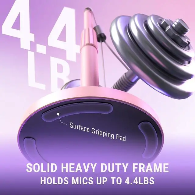 Alt view image 2 of 7 - Metal Desktop Mic Stand, Adjustable Mic Holder for Most Mics-BS1P