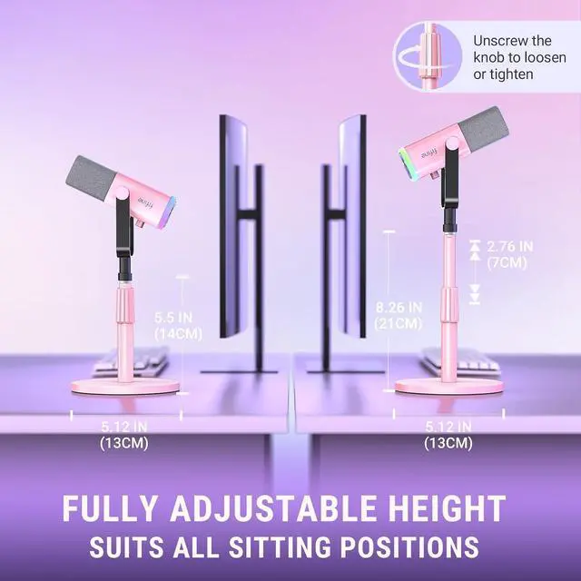 Alt view image 3 of 7 - Metal Desktop Mic Stand, Adjustable Mic Holder for Most Mics-BS1P