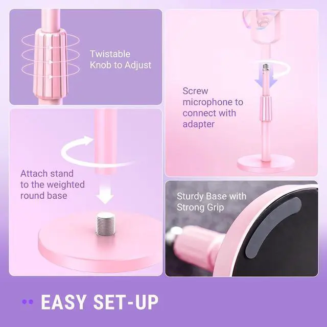 Alt view image 6 of 7 - Metal Desktop Mic Stand, Adjustable Mic Holder for Most Mics-BS1P