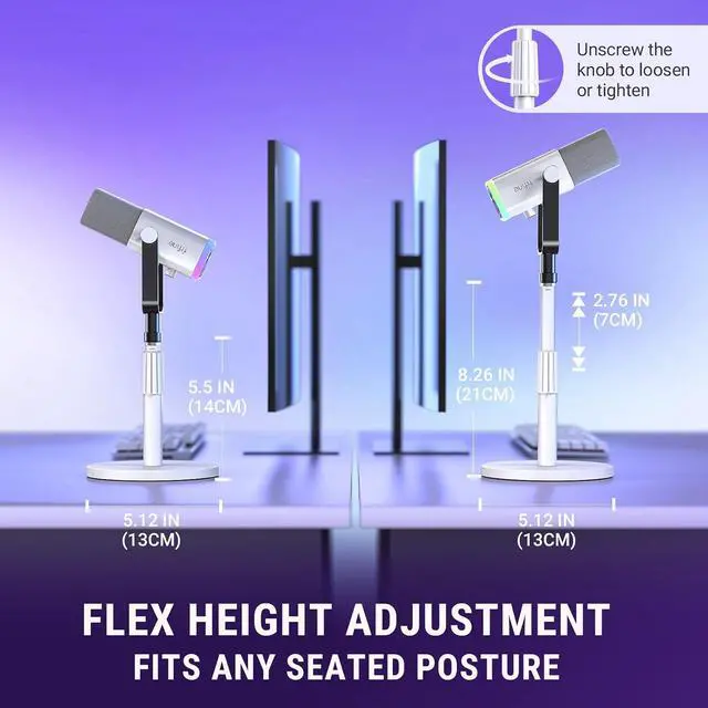 Alt view image 2 of 7 - BS1W Desktop Mic Stand With Adjustable Height Stand for Streaming