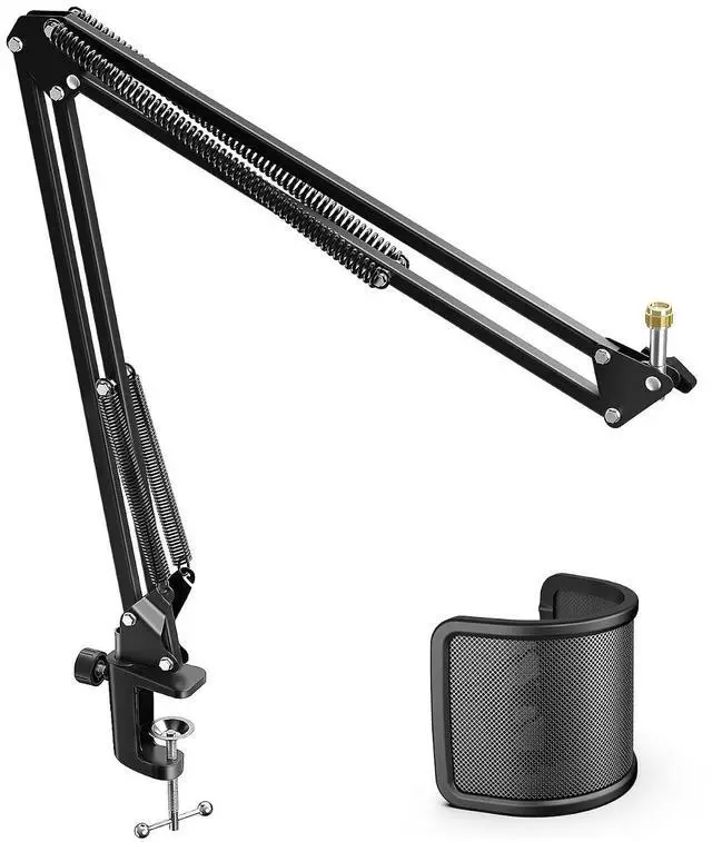 Main image of Microphone Arm Stand with Pop Filter Screen Bundle, Metal Mic Boom Arm Stand with Screw Adapter, Desktop Clamp, Pop Shield Windscreen Pack for Recording, Podcast, Streaming (CS1+U1)
