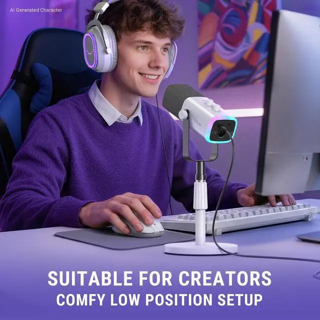 Alt view image 4 of 7 - BS1W Desktop Mic Stand With Adjustable Height Stand for Streaming