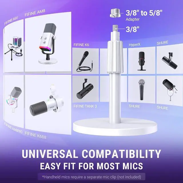 Alt view image 5 of 7 - BS1W Desktop Mic Stand With Adjustable Height Stand for Streaming