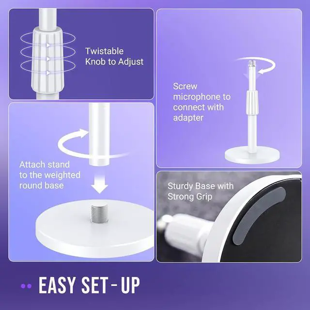 Alt view image 6 of 7 - BS1W Desktop Mic Stand With Adjustable Height Stand for Streaming