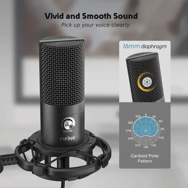 Alt view image 2 of 7 - Studio Microphone Kit with Mic Pop Filter for Music Vocal Recording, USB Computer Condenser Microphone with Metal Pop Screen Bundle for Singing, Podcast, Voice-Over, YouTube Videos (T669+U1)