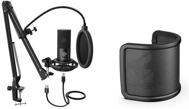 Main image of Studio Microphone Kit with Mic Pop Filter for Music Vocal Recording, USB Computer Condenser Microphone with Metal Pop Screen Bundle for Singing, Podcast, Voice-Over, YouTube Videos (T669+U1)