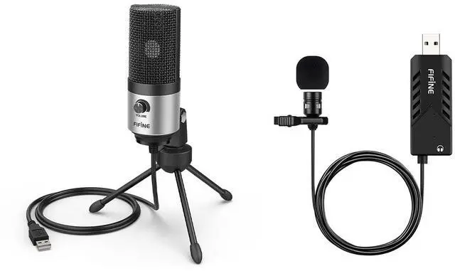 Main image of External Mic for Laptop and Lavalier Microphone, USB Condenser Desktop Mic with Gain Control,Lapel Microphone for Zoom Video Meeting Online Class on PC Computer Windows/Mac (K669S+K053)