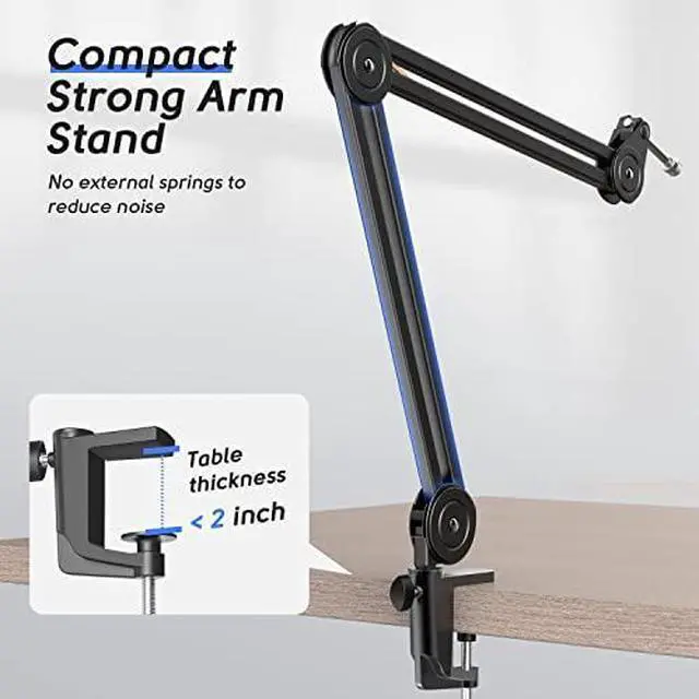 Alt view image 6 of 6 - Recording Microphone and Heavy Duty Boom Arm, USB PC Mic with RGB Control, 4 Polar Patterns, Headphone Jack, Pop Filter, Stand for Streaming, Podcasts, Recording on Mac/PS4/PS5 (A8Plus+BM63)