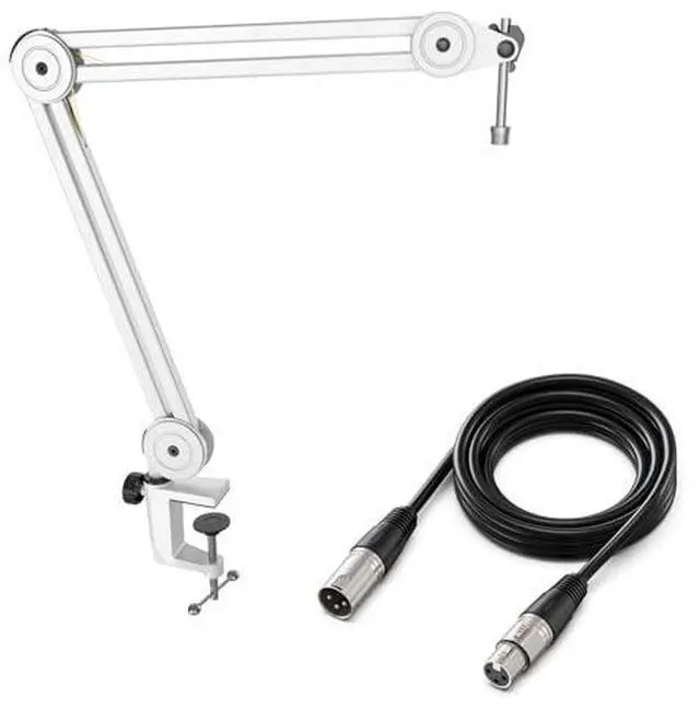 Main image of Microphone Arm Stand and XLR Cable Set,Metal Heavy Duty Mic Stand with Desk Clamp, 5/8" Screw,XLR Interface Cable with Balanced 3 PIN,Mic Wire for Recording Podcast Streaming(BM63W+L9)