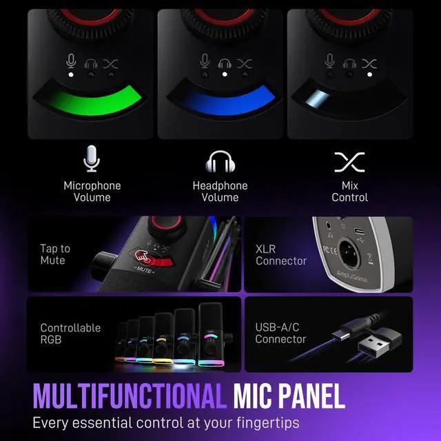 Alt view image 6 of 7 - AM8PROS1 Gaming Microphone, XLR/USB Dynamic Mic Set