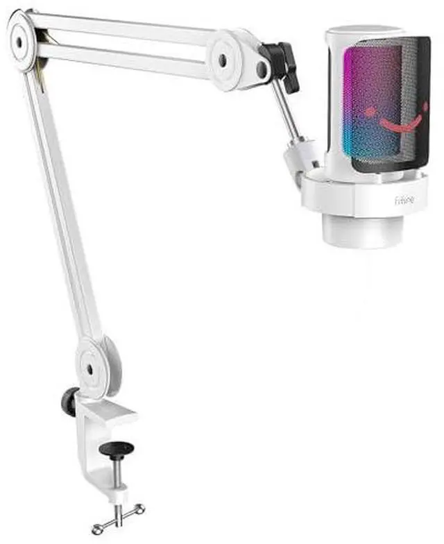 Main image of Gaming USB Microphone with Metal Boom Arm Bundle, PC Computer Streaming Mic with Mute, RGB, Gain Knob, Microphone Arm Stand with Desk Clamp Kit for Recording/Podcast (A8+BM63 White)