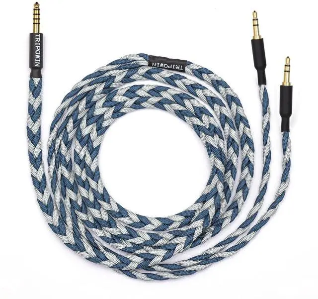 Main image of Tripowin GranVia Upgraded OFC Headphone Replacement Cable, Dual 3.5mm Connector to 4.4mm TRRRS Stereo Headphone Cable,for HE4XX/HE-400i/HE400se/Goldplanar/Focal ELEGIA(Blue, 2m)