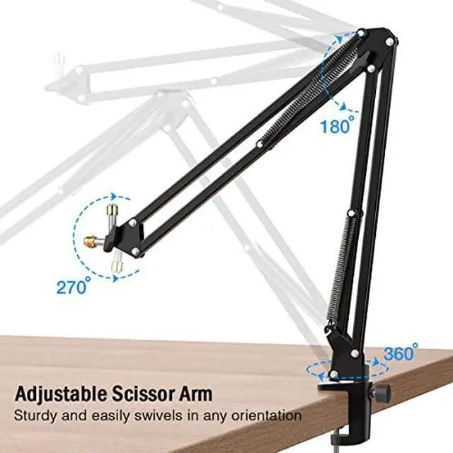 Alt view image 5 of 6 - Gaming Microphone and Arm Stand Bundle,RGB USB Condenser Mic with Headphone Jack,Light Control for Live Streaming,Metal Boom Arm with Heavy Duty Clamp for Podcasting Recording(A8W+CS1)