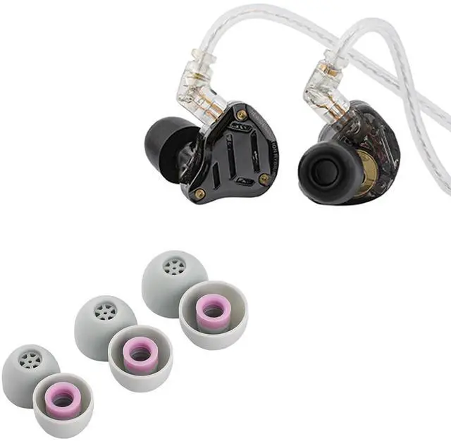 Main image of KZ ZS10 PRO 2 1DD+4BA in Ear Monitor IEM(Black, Without Mic) + Kiwi Ears Flex Earbud Tips, 3 Pairs, S/M/L Size