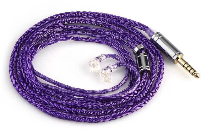 Main image of Tripowin Zonie IEM Cable, 16 Core Silver Plated Earphone Upgraded Cords, 1.25m SPC in Ear Monitor Cable for KZ ZS10 PRO 2 AS10 PRO Tangzu Waner SIMGOT EM6L(Recessed 2pin, 4.4mm)(Violet)