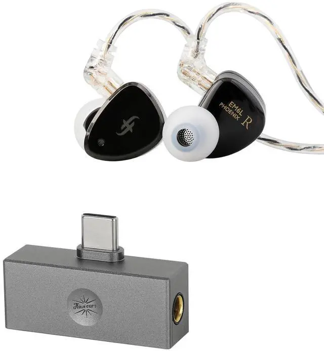 Main image of SIMGOT EM6L 1DD + 4BA Hybrid Driver in-Ear Monitor, Gaming Earbud + Kiwi Ears Allegro Mini Portable IEM DAC, in Ear Monitor Amplifier, USB C to 3.5/4.4mm Output