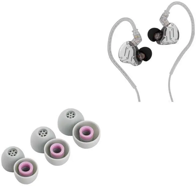 Main image of KZ ZS10 Pro 4BA+1DD 5 Driver in Ear Monitor(with Mic, Black) + Kiwi Ears Flex Earbud Tips, 3 Pairs, S/M/L Size
