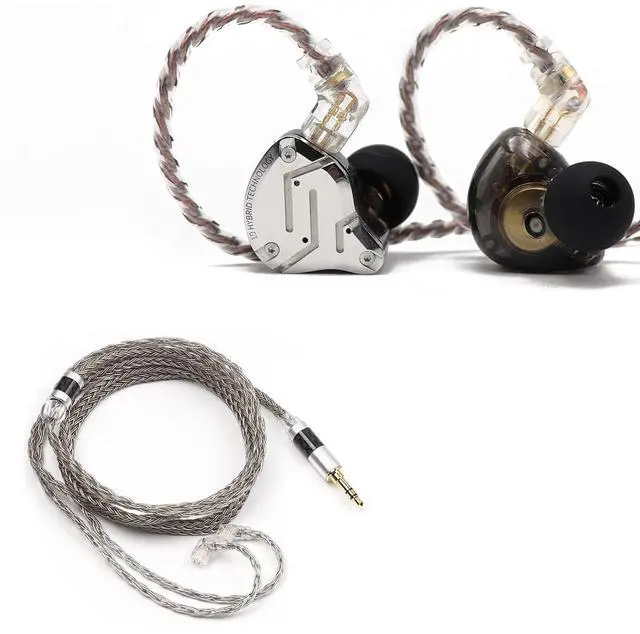 Main image of KZ ZS10 Pro 4BA+1DD 5 Driver in Ear Monitor(with Mic, Black) + Tripowin Zonie 16 Core Silver Plated IEM Cable(Recessed 2pin, 3.5mm, Grey)