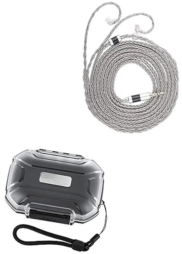 Main image of Tripowin Zonie IEM Cable, 2m Long Earbud Cord, 16 Core Silver Plated Earphone Cable(Recessed 2Pin) + LC02 in Ear Monitor Case, Portable Earbud Hard Case