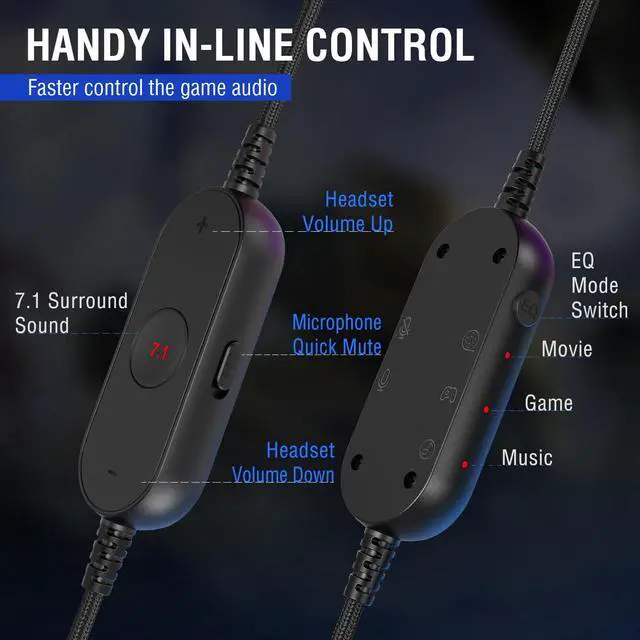 Alt view image 7 of 7 - Gaming USB Microphone with Headset Bundle for PS5, PC Condenser Mic with Quick Mute, RGB, Gain Control for Streaming, Wired Headphones with Microphone Set with EQ Mode, Soft Ear Pads (A6V+H6)