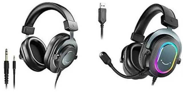 Main image of PC Gaming Headset and Studio Headphones, Wired Headphones with Microphone-7.1 Surround Sound for Laptop with EQ Mode, RGB, Soft Ear Pads,Monitor Headset for Streaming Podcast (H6+H8)