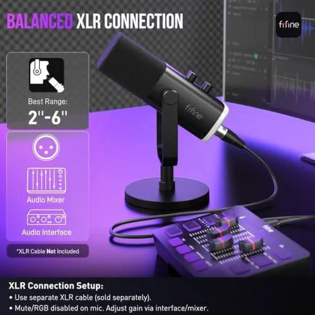 Alt view image 4 of 7 - XLR/USB Microphone and Studio Monitor Headphones Set, Computer Recording Mic with Mute Button, RGB, Over Ear Wired Headset Pack for YouTube Podcasting Streaming Gaming (AM8+H8)