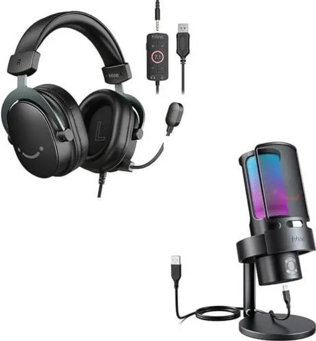 Main image of USB Headset for Gamer and PC Computer Mic,Streaming Gaming Headset with 7.1 Surround Sound,Detachable Microphone,RGB Mic with 4 Polar Patterns,Volume Control for Podcast Recording(H9+A8PLUS)