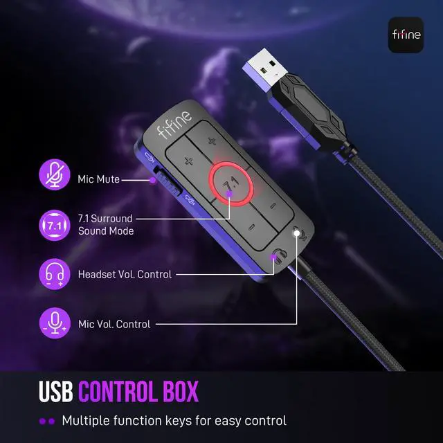 Alt view image 6 of 7 - USB Headset for Gamer and PC Computer Mic,Streaming Gaming Headset with 7.1 Surround Sound,Detachable Microphone,RGB Mic with 4 Polar Patterns,Volume Control for Podcast Recording(H9+A8PLUS)
