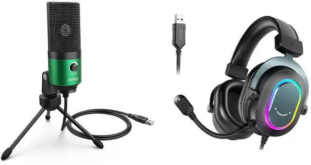 Main image of Gaming Microphone and PC Gaming Headset, USB Microphone with Gain Control, Wired Headphones with 7.1 Surround Sound,EQ Mode, RGB, Soft Ear Pads for Streaming, Podcasting, Twitch (K669G+H6)