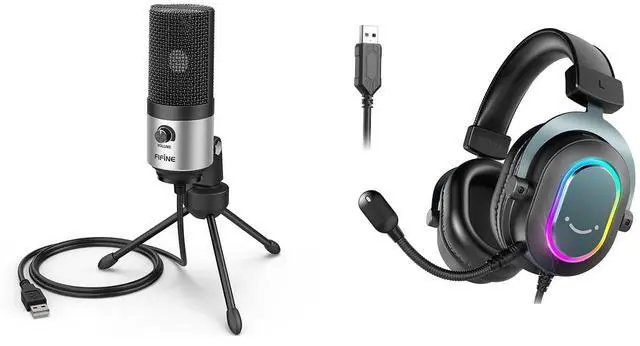 Main image of Voice Over Microphone and PS5 Headset, USB PC Computer Mic with Gain Control, Gaming Headset with 7.1 Surround Sound for Zoom Video Meeting Online Class on Windows/Mac/PS4/PS5 (K669S+H6)