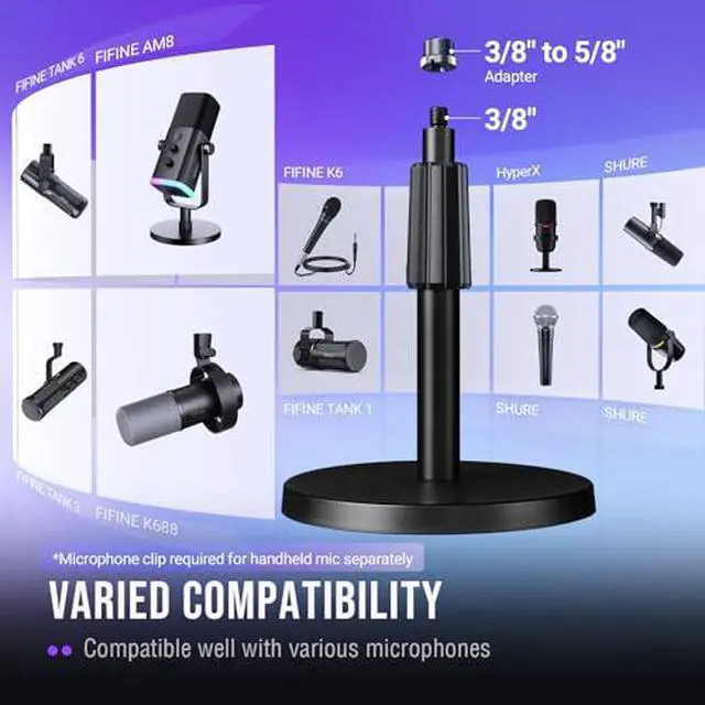 Alt view image 6 of 7 - Studio Microphone with Desktop Mic Stand & Headphone Kit, XLR/USB Dynamic Mic with Quick Mute & Headphone Jack, Metal Adjustable Table Stand & 3.5mm Monitoring Headset-K688+BS1+H8