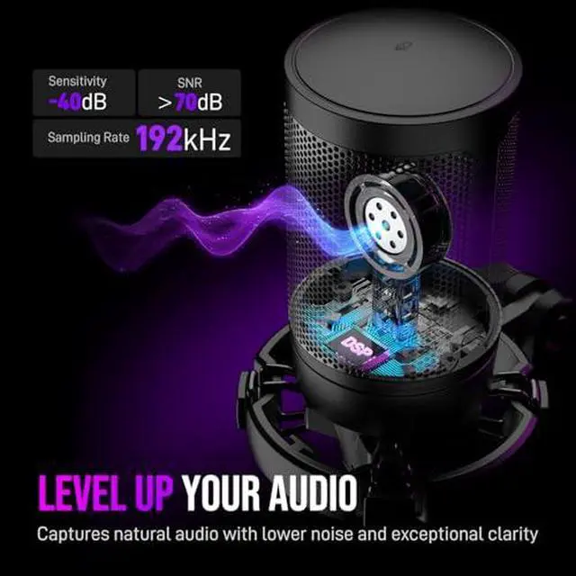 Alt view image 2 of 7 - Podcast Microphone Set with Gaming Wired Headset, Streaming Computer Mic with Boom Arm, RGB 7.1 Surround Sound Gaming Headphone with for PC, PS5,YouTube(A6T+H13BP)