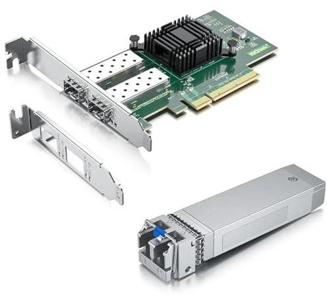 Main image of 1 Pack of 10GBase-LR SFP+ Transceiver,Compatible with Intel E10GSFPLR and 1 Pack of 10Gb PCI-E NIC Network Card, Dual SFP+ Port