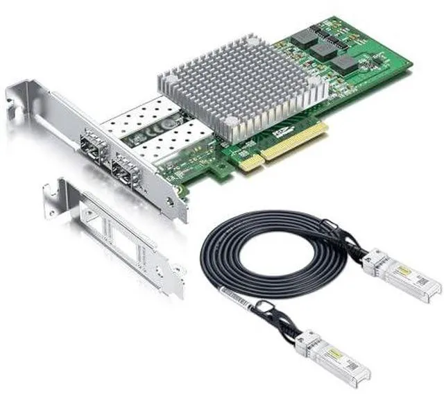 Main image of 1 Pack of 2-Meter SFP+ DAC Twinax Cable and 1 Pack of 10Gb PCI-E NIC Network Card