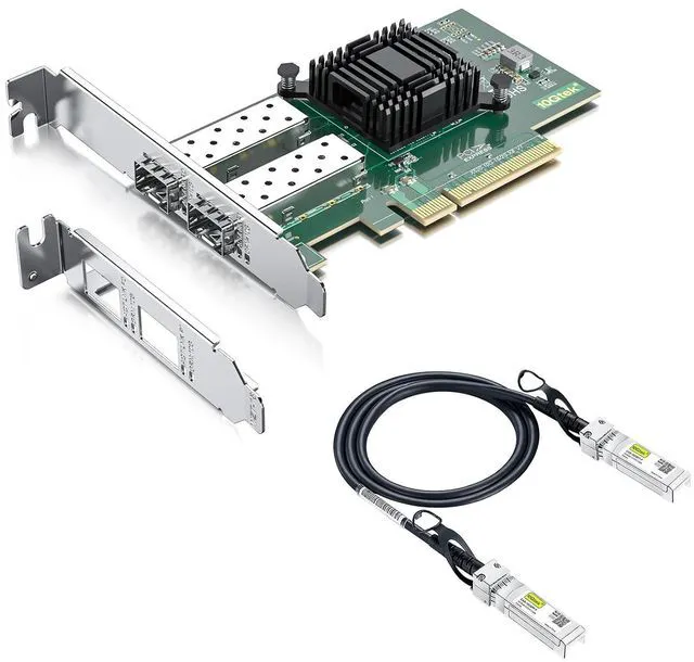 Main image of 1 Pack of 10Gb PCI-E NIC Network Card and 1 Pack of 1 Meter(3.3ft) SFP+ DAC Twinax Cable, Passive, Compatible with Mikrotik S+DA0001