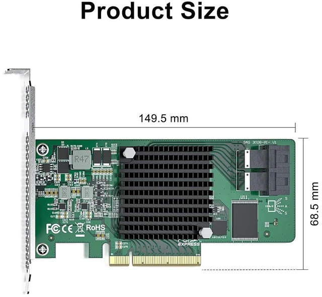 Alt view image 7 of 7 - LSI-3008-8I + SFF-8643/4SATA 0.5m
