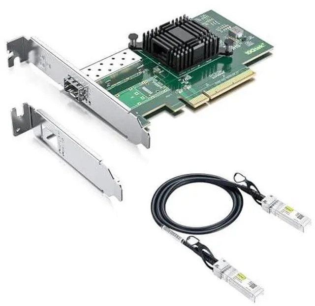 Main image of 1 Pack of 10Gb PCI-E NIC Network Card and 1 Pack of 1 Meter(3.3ft) SFP+ DAC Twinax Cable, Passive, Compatible with Mikrotik S+DA0001