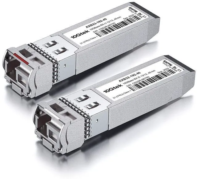 Main image of a Pair of 10G SFP+ Bidi Transceiver, 10GBase-BIDI 1270nm/1330nm SMF, DOM, up to 40km, for Cisco SFP-10G-BX40D-I/SFP-10G-BX40U-I, Ubiquiti UniFi, Mikrotik, D-Link, Supermicro, Netgear and More