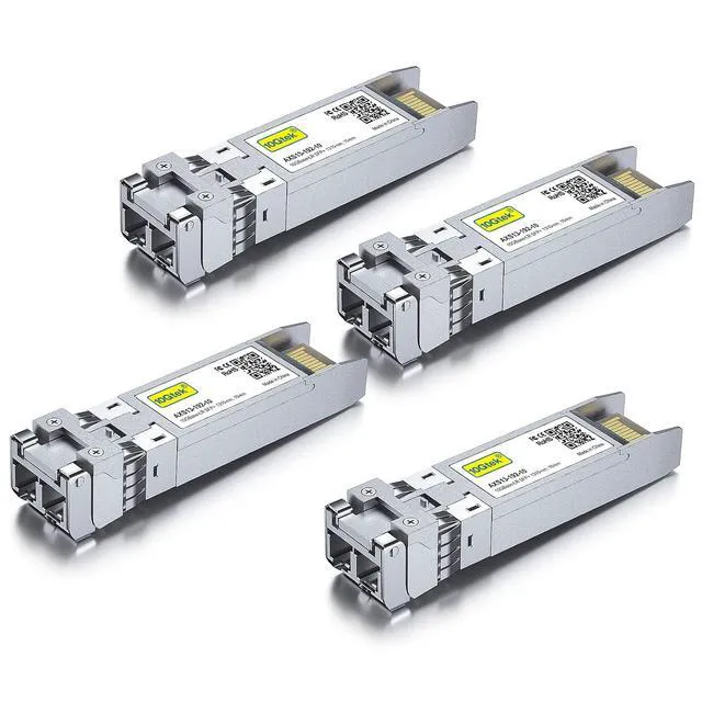 Alt view image 2 of 5 - 10GBase-LR SFP+ Transceiver, 10G 1310nm SingleMode LC Fiber Optic Module, up to 10km, for Cisco SFP-10G-LR, Meraki MA-SFP-10GB-LR, Ubiquiti UniFi UF-SM-10G, Fortinet, Mikrotik, Pack of 4