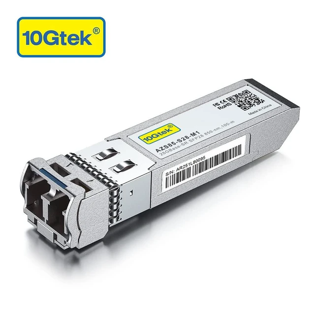 Alt view image 3 of 7 - 1 Pack of 25G SFP28 SFP+ Transceiver, 25GBase-SR Module, 850nm MMF, up to 100meters, Compatible with Mellanox MMA2P00-AS and 1 Pack of 50M Fiber Patch Cable