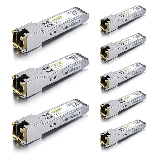 Alt view image 2 of 7 - SFP to RJ45 1000BASE-T Copper Ethernet Module, Gigabit SFP-T Transceiver for Cisco SFP-GE-T, Meraki, Fortinet, Ubiquiti UniFi UF-RJ45-1G, D-Link, Supermicro, Netgear, TP-Link, Pack of 8