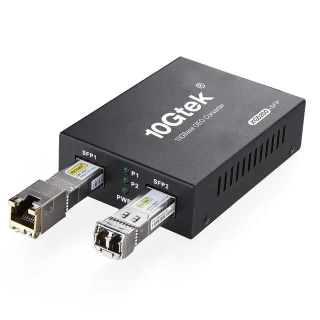 Alt view image 2 of 7 - 10GbE SFP+ Media Converter, Fiber to 10G Copper UTP Ethernet Media Converter, with a 10GBase-T Reach 30 Meters Transceiver and a SFP+ LR Module (10km, SMF, 1310nm)