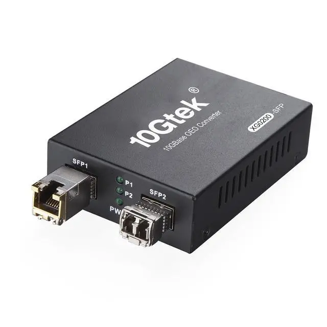 Alt view image 3 of 7 - 10GbE SFP+ Media Converter, Dual LC Fiber to RJ45 Copper Converter